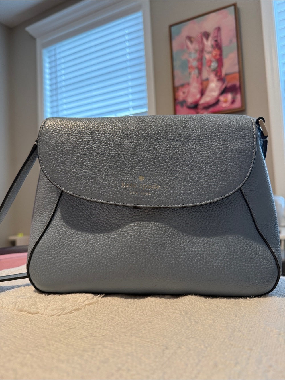 kate spade Pebbled Leather Crossbody in Light Blue